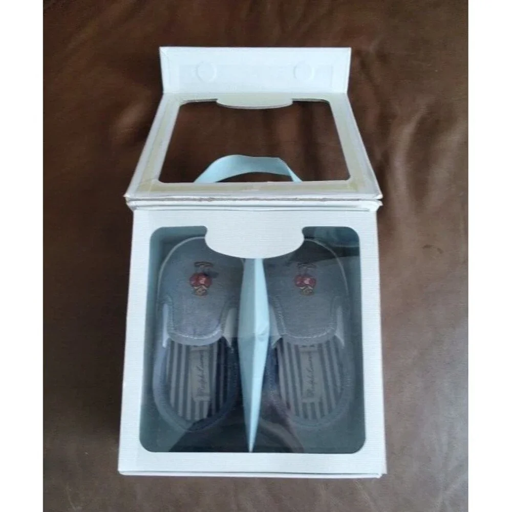 New in box Infant Baby Ralph Lauren Denim Carlee Bear Shoes US Sz 4 Length 13 cm